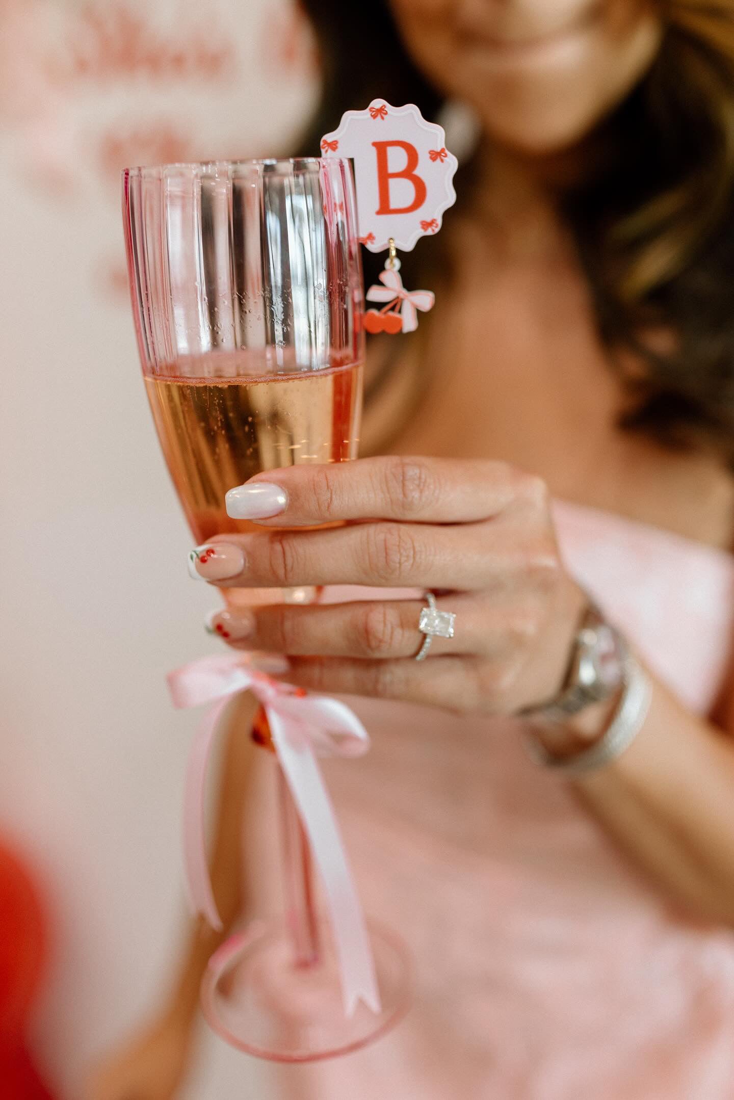 Drink Tags with Cherry Bow Dangle